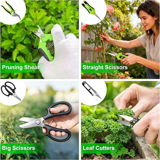Gardening Tools 20-Piece Gardening Hand Tools, Garden Tools Set for Beginner, Includes Bonsai Wire Kit, Plant Mat & Mini Rake, Gifts for Women
