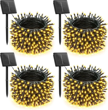 Brightown 4 Pack Solar String Lights for Outside, 184Ft 480 LED Solar Lights Outdoor Waterproof with 8 Modes, Solar Outdoor String Light for Patio Yard Tree Garden Party Decorations, Warm White