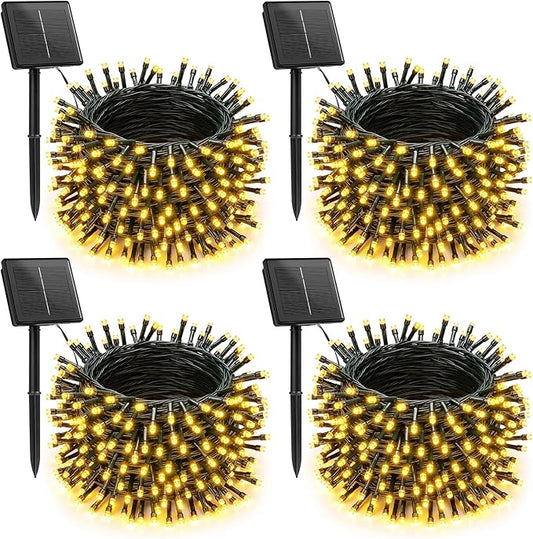 Brightown 4 Pack Solar String Lights for Outside, 184Ft 480 LED Solar Lights Outdoor Waterproof with 8 Modes, Solar Outdoor String Light for Patio Yard Tree Garden Party Decorations, Warm White