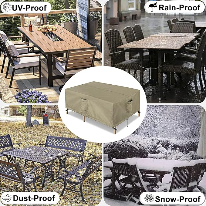 OutdoorLines Outdoor Waterproof Patio Table Furniture Set Covers - Square Couch Sectional Cover Outside Weatherproof Patio Furniture Covering for Deck, Lawn and Backyard 94" L x 94" W x 28" H, Camel