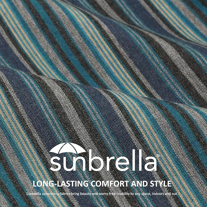 Sunbrella Outdoor Patio Chair Cushions Set, 24" x 24", Set of 2, Water-Repellent, Fade Resistant, Deep Seat Cushion for Backyard, Couch, Sofa and Patio Furniture, Troupe Dock