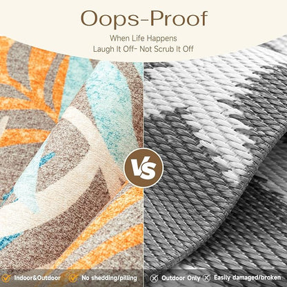5x8 Indoor Outdoor Area Rug Washable Patio Rug Brown Non Slip Non Shedding Waterproof Carpet for Living Room Bedroom Backyard Porch Camping RV Balcony Poolside
