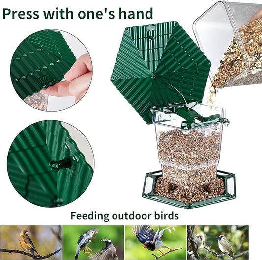 Jealoeur 2 Pack Bird Feeders for Outdoors Hanging Bird Feeder Wild Birds Seed, Green BB