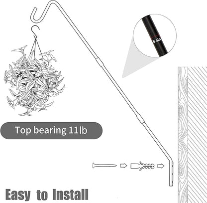 Juegoal 2 Pack Heavy Duty Deck Hook, 25 Inch or 36 Inch Wall Mounted Extended Reach Deck Hook Wall Pole Plant Bracket for Hanging Bird Feeder, Plants, Suet Baskets, Lanterns, Wind Chimes