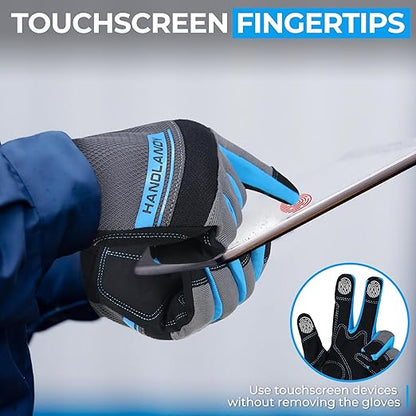 HANDLANDY Work Gloves Mens & Women, Utility Safety Mechanic Working Gloves Touch Screen, Flexible Breathable Yard Work Gloves (XS, Grey)