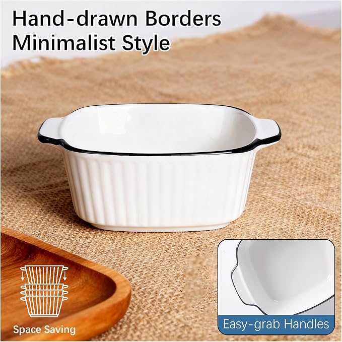 Mini Ceramic Baking Dishes Set Of 4-400ml Small Square Lasagne Dish For Air Fryer, Baking Dish, Pie Dishes For Oven - Small For Lasagne, Tiramisu, Baking Mould