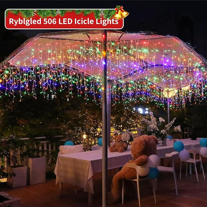 Icicle Christmas Lights Waterproof - Multi Color 65Ft 506 LED Icicle Lights for Outside Decorations with Remote, Plug-in Icicle String Lights Color Changing for Outdoor Indoor Holiday Wedding Decor