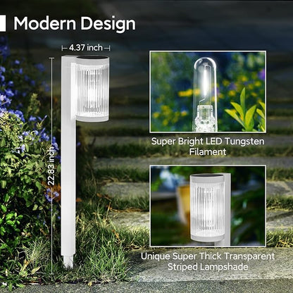 Solar Pathway Lights Outdoor, 4 Pack Upgraded Outdoor Solar Lights for Outside Super Bright Up to 12Hrs, IP65 Waterproof Solar Garden Lights for Yard Landscape Path Walkway (Cool White)