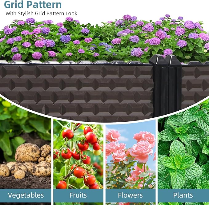 Large Planters for Outdoor Plants 14" Tall Planter Box, Raised Beds for Gardening Self Watering, Elevated Planter Box with Legs, Rectangular Garden Planters for Outdoor Plants Flowers, 47.2"L x 15.7"W