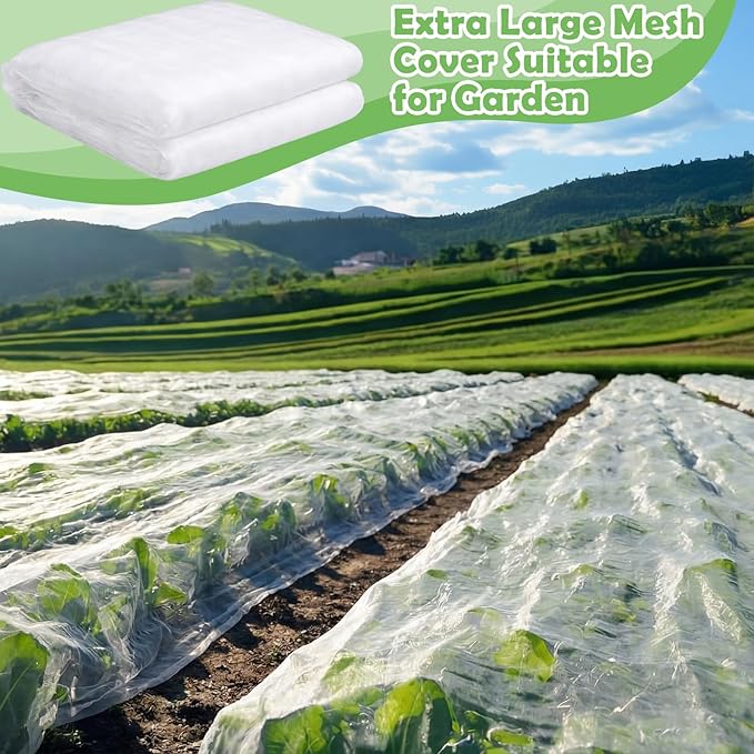 Garden Insect Netting for Raised Beds Extra Large Fruits Tree Netting Pest Barrier White Ultra Fine Mesh Row Bed Covers Net for Vegetable Fruit Protection from Insect Bird Animals(12 x 50 ft)
