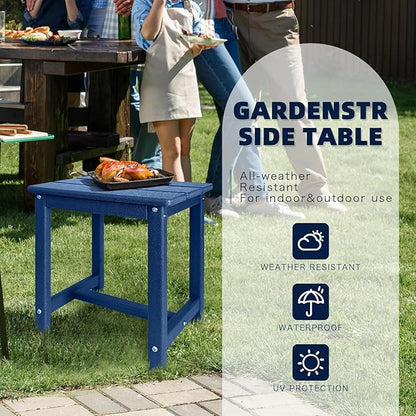 GARDENSTAR Adirondack Square Side Table,one-Tier Outdoor end Table, Patio Side Table for Pool,Porch,Backyard,Relaxing Companion (Blue)