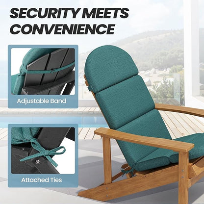 Crestlive 50x19.6 Inch Adirondack Chair Cushion Set of 2, Water Repellent, Fade Resistant, High Back Outdoor Rocking Chair Cushion for Patio, Malachite