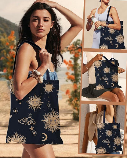 Miss Adola Aesthetic Canvas Tote Bag for Women - Sturdy Cloth Cotton Totes Bag with Pattern Shoulder Bag