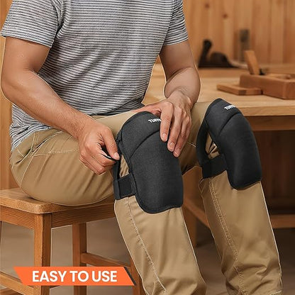 Professional Knee Pads with Adjustable Straps, Kneepad Heavy Duty Foam Padding, Black
