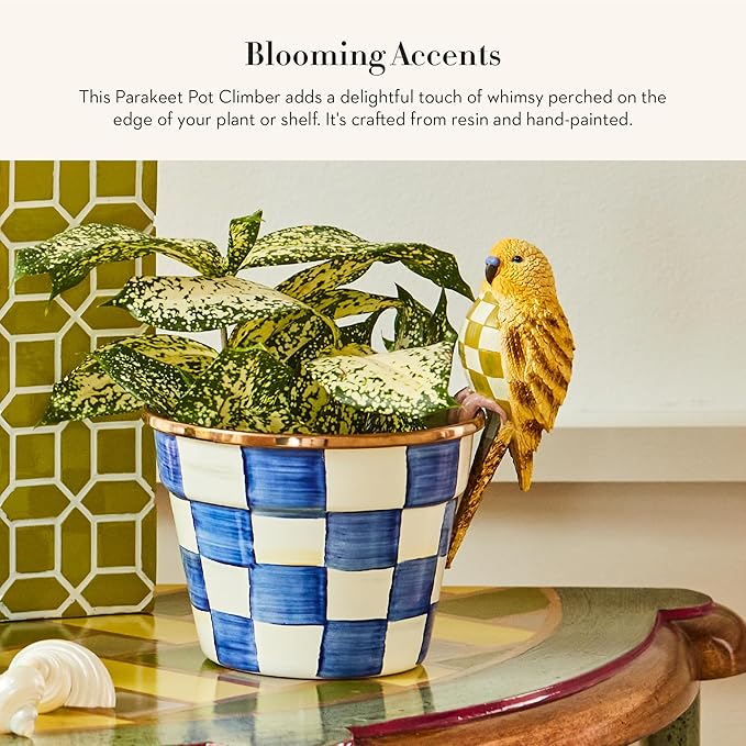 MACKENZIE-CHILDS Pot Climber, Decorative Indoor and Outdoor Planter Hanging Decor, Chartreuse Parakeet