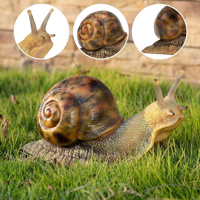 Garden Snail Figurine - Resin Sculpture, Snail Decor, Suitable for Outdoor Pond Garden Lawn Landscape Decoration, Unique Home Decor(7 inches)