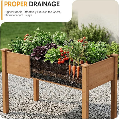 NEWBULIG Raised Garden Bed with Legs 48x24x30in,Elevated Wood Planter Box Stand for Outdoors Garden Balcony Courtyard, Natural Wood 400 Pound Capacity for Planting Herbs Flowers Vegetables, Brown