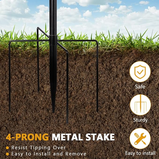 Metal Outdoor Bird Bath,11.6 Inch Standing Birdbath & Birdfeeder for Outside with 4 Prongs Base Stake,Garden Bird Baths for Yard Lawn Decor