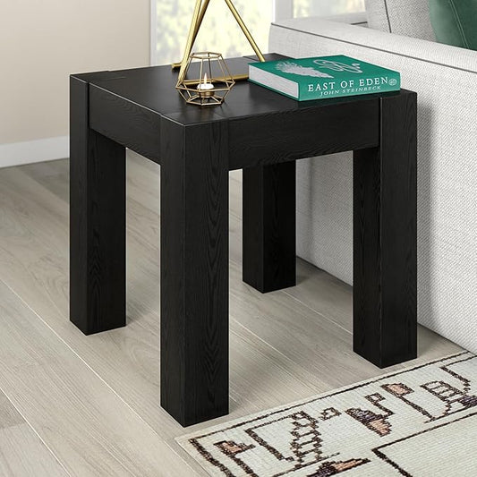 Henn&Hart Langston 22" Wide Square Side Table in Black Grain