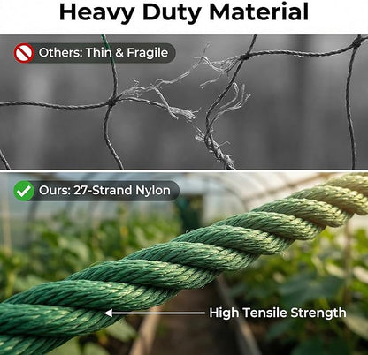 Trellis Netting for Climbing Plants - Heavy Duty Garden Trellis Netting for Cucumber, Vine, Fruits & Vegetables Tomato Plants Trellis Net, Climbing Vining Plants 10' x 7'Ft Green