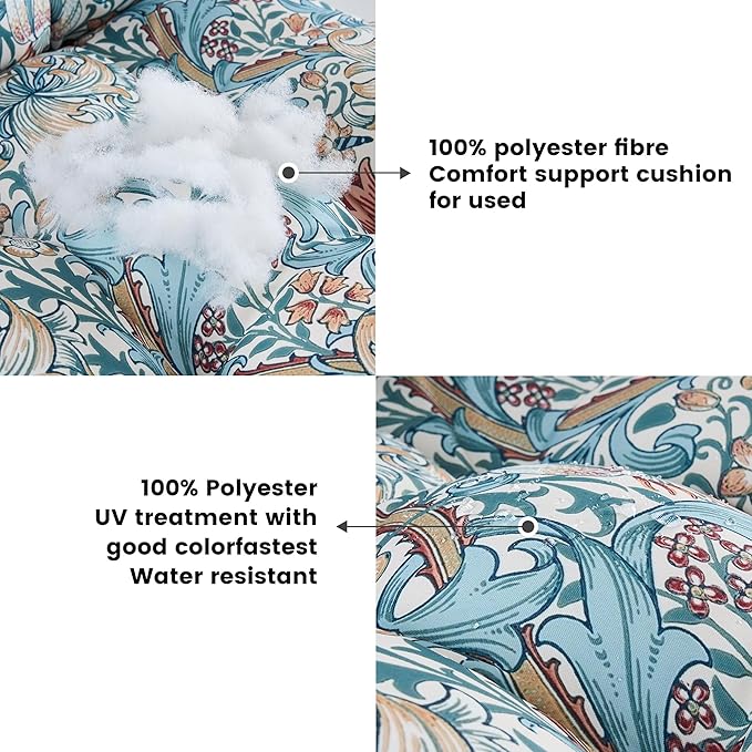 ARTPLAN Seat/Back Outdoor Chair Cushion,Set of 4 Patio Chair Cushion with Tie,Tufted Replacement for Patio Furniture,40x20x4 Inches,4 Count,Floral