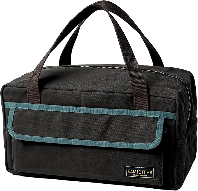 Small Canvas Duffle Bag, Water-Resistant, Main Compartment with 4 Interior Open Pockets Gear Bag (Black)