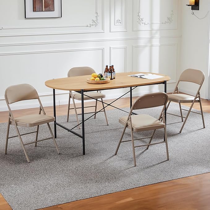 Sweetcrispy Folding Chair 16 Pack, Leather Padded Folding Chairs, Sturdy Metal Foldable Chairs, Easy to Use and Store, Outdoor and Indoor, for Home, Office, Party, Comfy