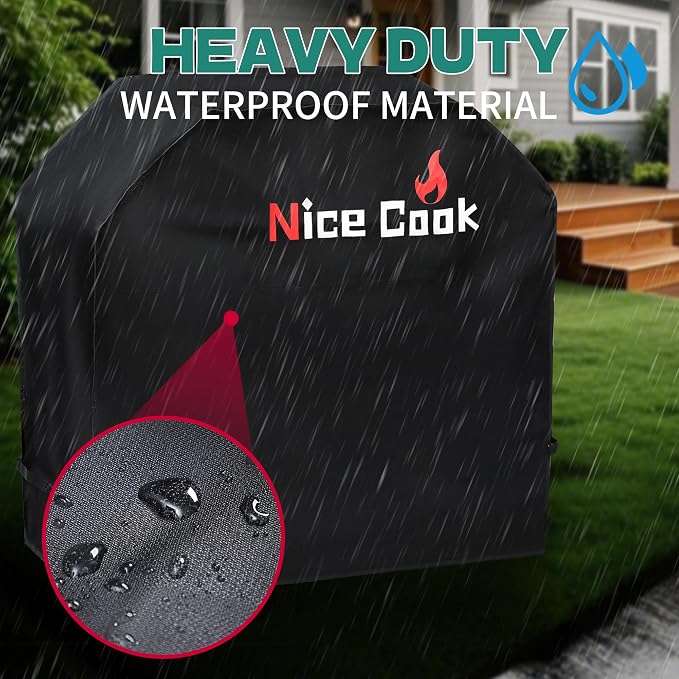 Gas Grill BBQ Covers for Outside Waterproof Weather - 600D Flat Top Grill Cover for Outdoor Grill with Adjustable Straps UV for Family and Friends Outing, 48 Inch