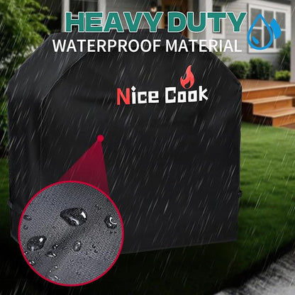 Gas Grill BBQ Covers for Outside Waterproof Weather - 600D Flat Top Grill Cover for Outdoor Grill with Adjustable Straps UV for Family and Friends Outing, 48 Inch