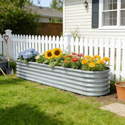 4-Pack Galvanized Raised Garden Bed 8x4x1.5 | 10x2x1.5 ft, 18" Tall Metal Planter Boxes Outdoor for Herb Vegetable, Modular Raised Flower Bed for Gardening with Zn-Al-Mg Coated - Brooklyn Grey