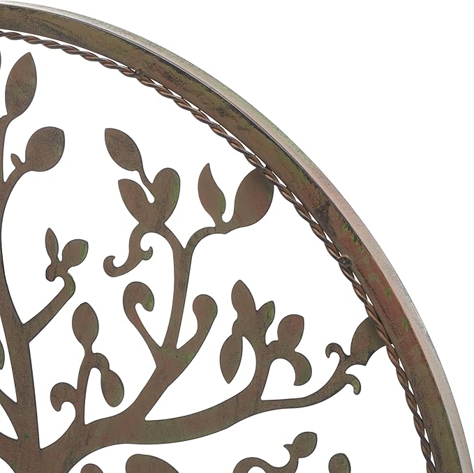 SAFAVIEH Outdoor Collection Tree of Life Antique Blue 20-inch Round Iron Wall Art