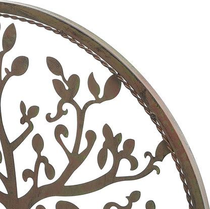 SAFAVIEH Outdoor Collection Tree of Life Antique Blue 20-inch Round Iron Wall Art