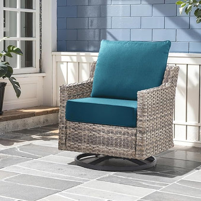 Outdoor Chair Cushions, 6 Inch Thick Patio Seat & Back Cushions Set with Removable Cover, Waterproof Patio Cushions for Outdoor Furniture, 22 x 24 Inch, Turquoise 6-Set