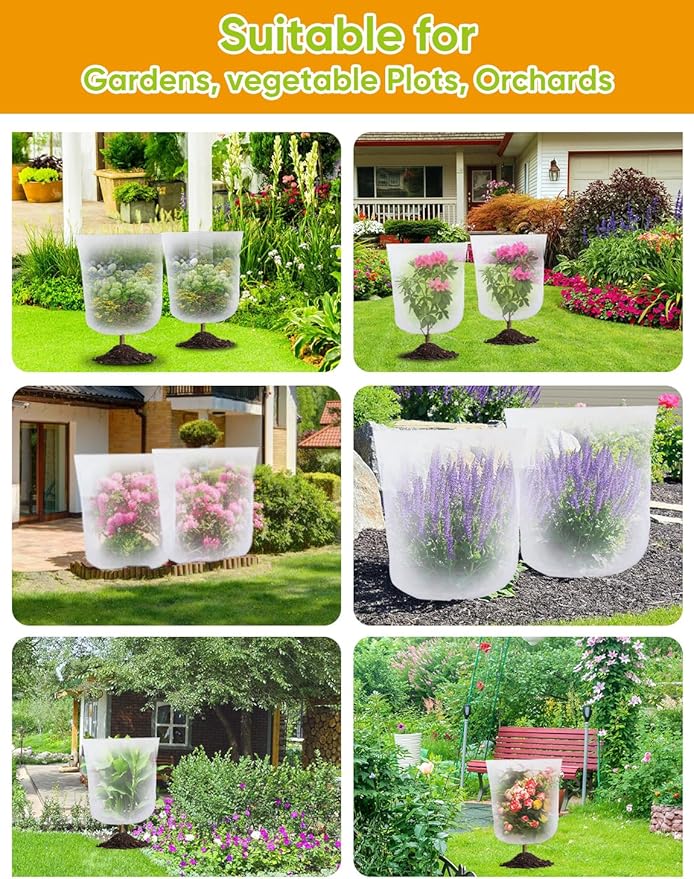 Bird Netting for Blueberry Bushes - 6Pcs Garden Netting Pest Barrier with Drawstring,Garden Plant for Vegetables Fruits Tree Cicada Netting for Trees (6,32x32inch/6PACK)
