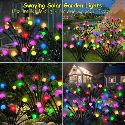 Kohlrabi Solar Garden Lights Outdoor, 4 Pack 32 LED Solar Firefly Lights Waterproof, Sway by Wind, Swaying Light for Yard Patio Backyard Garden Planter Flower Bed Pathway Outdoor Decoration