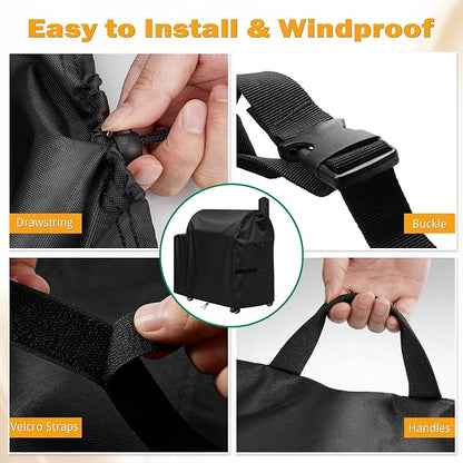 Waterproof Grill Cover for Recteq Flagship 1100/1600, RT-1250, RT-700 and RT-680 Wood Pellet Grills, Heavy Duty Premium Fade Resistant Outdoor (56" W x 30" D x 48" H)