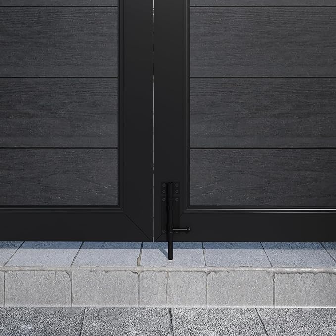 Wood Plastic Privacy Double Fence Gate 6ft(H) x 8ft(W), Metal Frame with Knob Kits, Durable Composite Outdoor Gate,Black
