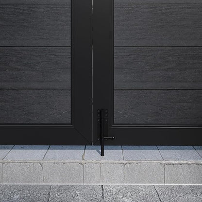 Wood Plastic Privacy Double Fence Gate 6ft(H) x 8ft(W), Metal Frame with Knob Kits, Durable Composite Outdoor Gate,Black