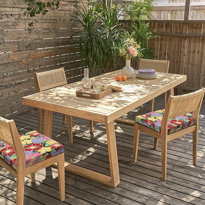 LVTXIII Outdoor Seat Cushions Set of 2 Square Corner Chair Cushions with Ties, Patio Chair Pads for Home Office and Patio Garden Furniture Decoration 18.5"x16"x2", Flower Bloom