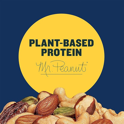 PLANTERS Unsalted Mixed Nuts, Cashews, Pistachios, Almonds, Brazil Nuts, and Pecans, Plant-Based Protein Snacks, 15.25 oz Canister
