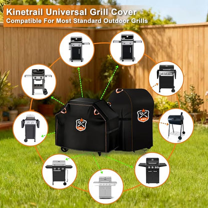 Grill Cover, Universal 65" BBQ Grill Cover for Outdoor Grill, Waterproof, Weather Resistant, Fade Resistant Gas Grill Cover with Adjustable Double Straps for Weber, Char-broil, Nexgrill, etc