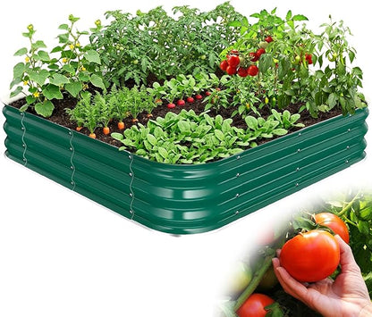 Galvanized Raised Garden Bed, 4x4 ft Heavy Duty Metal Planter Box for Vegetables, Flowers & Herbs, 12" Raised Outdoor Modular Gardening Bed, Above Ground Growing Container, Easy Assembly, Green