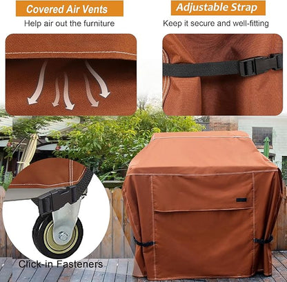 NettyPro Grill Cover Heavy Duty Waterproof 72 inch, Outdoor 3-5 Burners Gas BBQ Cover for Outside Weber, Char-Broil, Brinkmann, Nexgrill Large Barbecue, Black