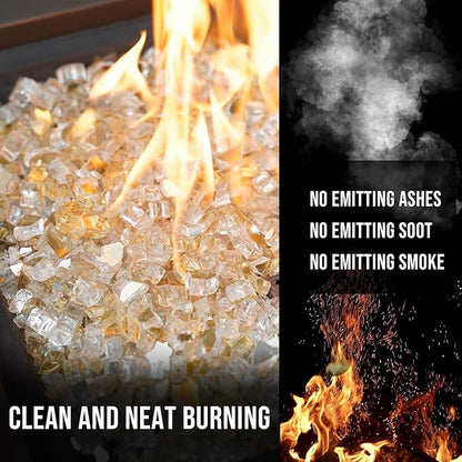 Skyflame High Luster 10-Pound Fire Glass for Fire Pit Fireplace Landscaping, 1/2-Inch Gold Reflective