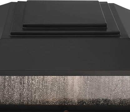 Gregor 6" High Modern Outdoor Pier Mount Light Fixture Porch House Exterior Outside Lantern Set of 2 Weatherproof Black Seeded Glass Shade Front Door Patio Garage Home Deck - John Timberland
