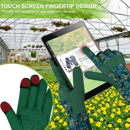 Long Gardening Gloves for Women Thorn Proof Leather Garden Gloves Breathable Working Gloves for Women Yard Outdoor