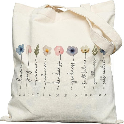 METALPHA Aesthetic Tote Bag for Women Girls - Resuable Double-Sided Printed Canvas Tote Bag with Snap Closure and Pocket