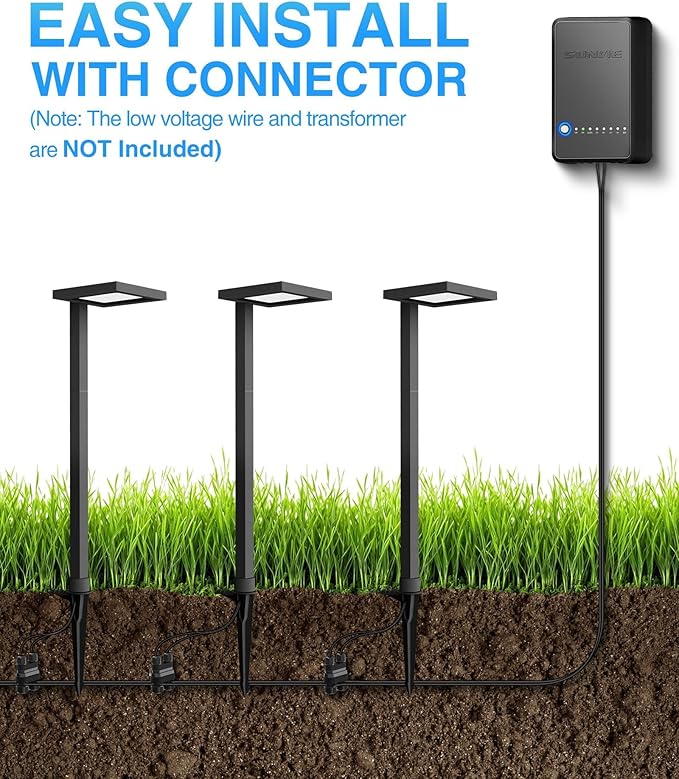 SUNVIE 3CCT Low Voltage Pathway Lights Wired Pathway Lights Outdoor 5W 3000K Anti Glare LED Low Voltage Landscape Lighting Waterproof Landscape Path Lights for Walkway Backyard Garden Patio, 4 Pack