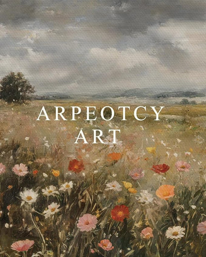 ARPEOTCY Extra Large Vintage Framed Wall Art, 36x54 Inch Colorful Wild Flowers Landscape Hanging Framed Wall Art Decor for Living Room Bedroom Office, Retro Rustic Home Decor Aesthetic