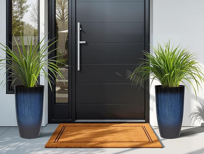 23.75" H Large Tall Outdoor Planters, Set of 2 Plastic Large Flower Pots for Outdoor Plants, with Gradient Cobalt Bule Finish, Weather-Resistant for Porch, Garden, Patio or Indoor Use